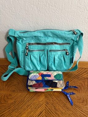 Vera Bradley wallet and Aqua Crossbody Shoulder Bag